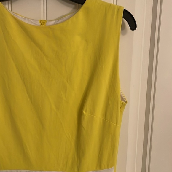Women’s sleeveless dress midi length EMAGE size 14 colorblock yellow white blue - Picture 2 of 10